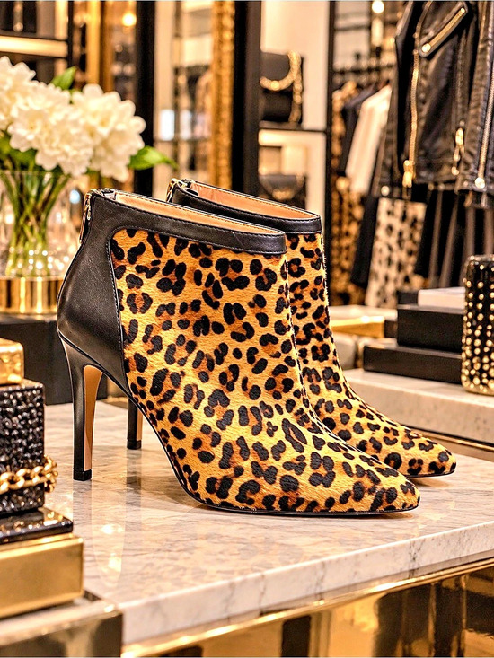 Adrienne Vittadini Shoes - Adrienne Vittadini Nyla Leopard Calf Hair Ankle Bootie US 9.5